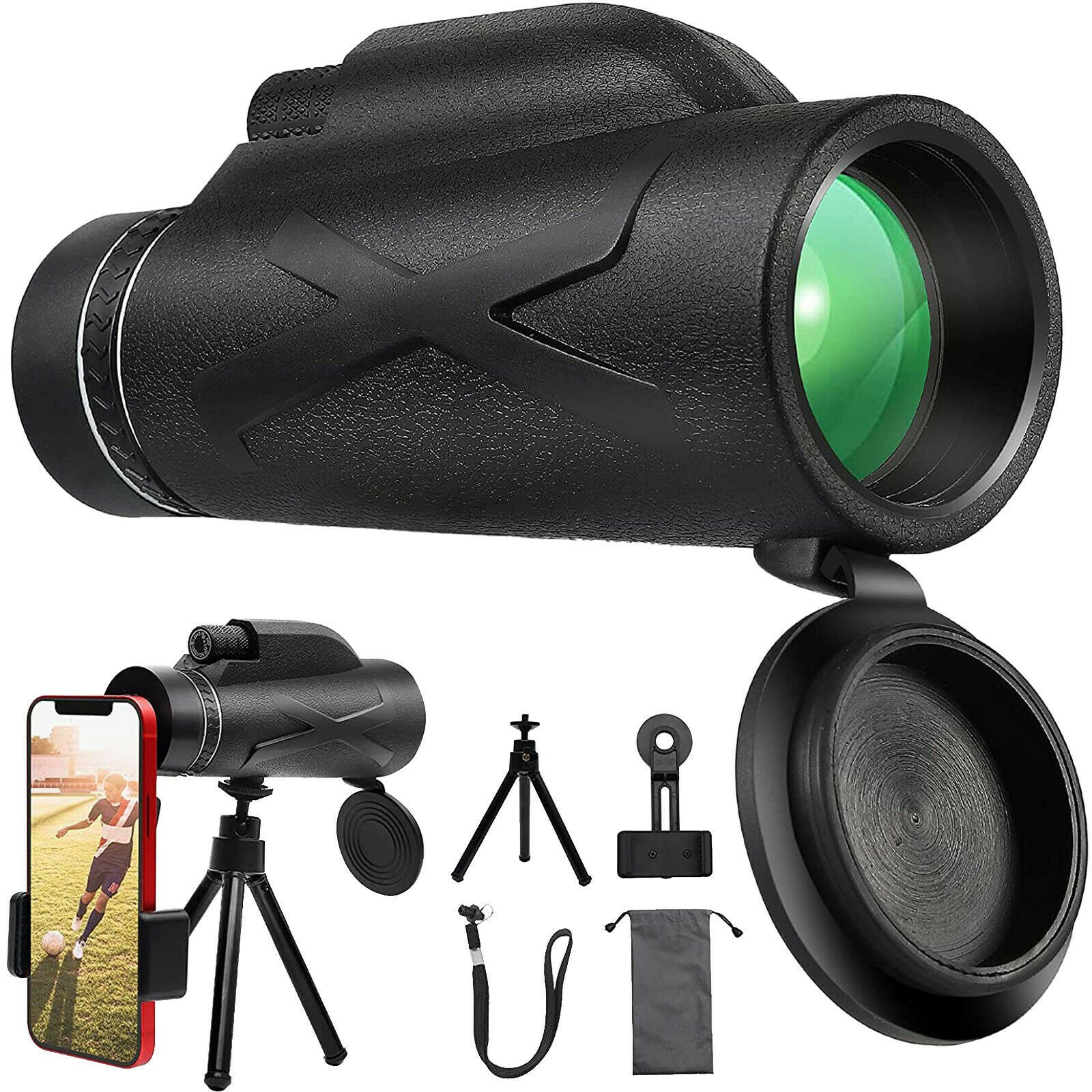 Monocular Telescope HD Waterproof Holder & Tripod Fog Resistant Hunting Camping