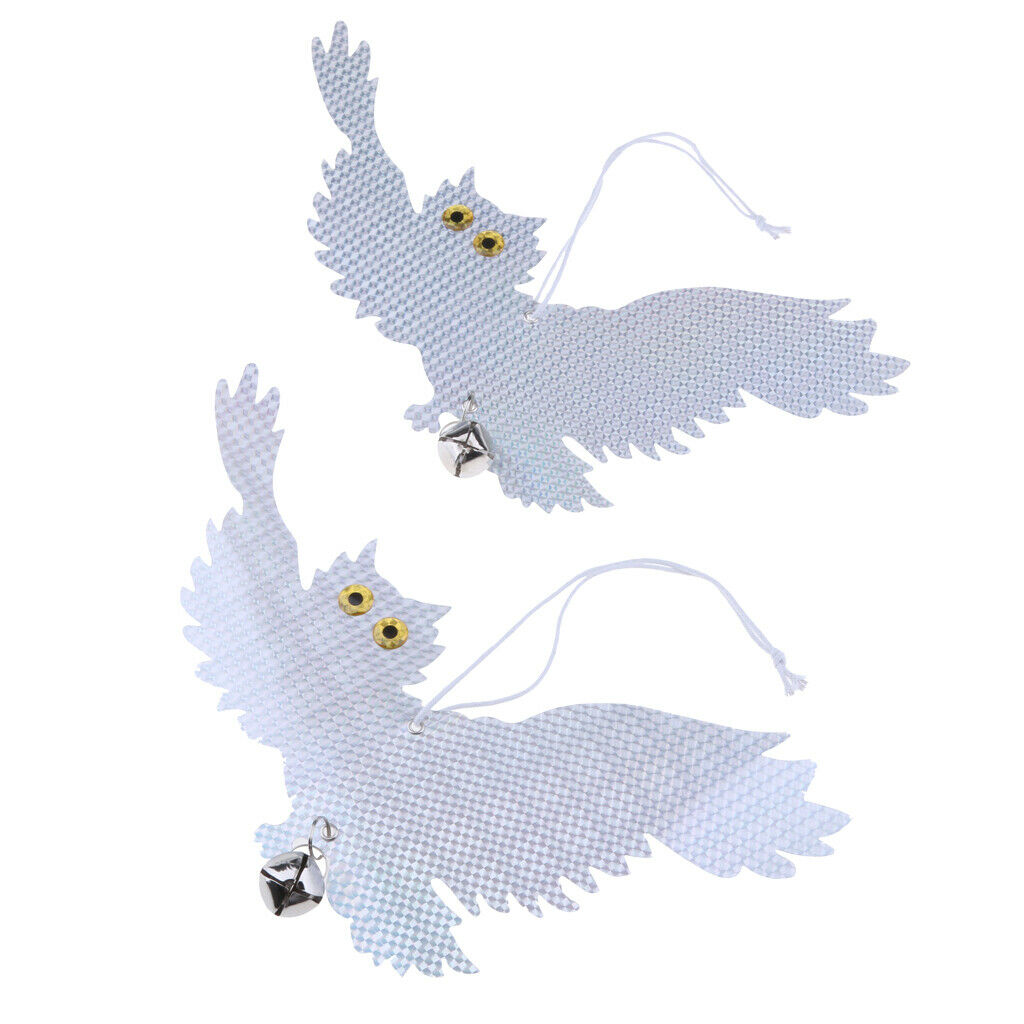 2pcs Plastic Flying Owl Decoy Bird Repellent with Bell Garden Protector