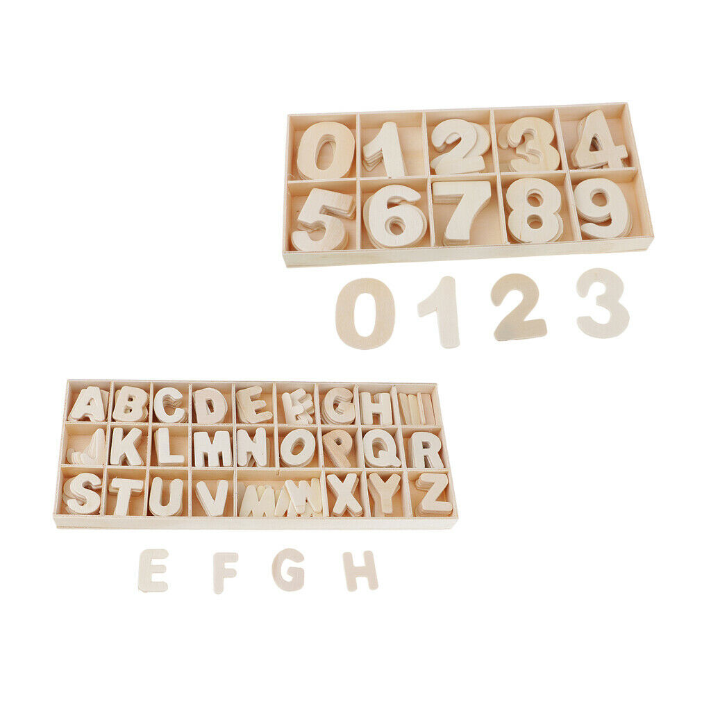 216Pc   Craft   Natural   Wood   Letters   Alphabet   Number   with   Storage