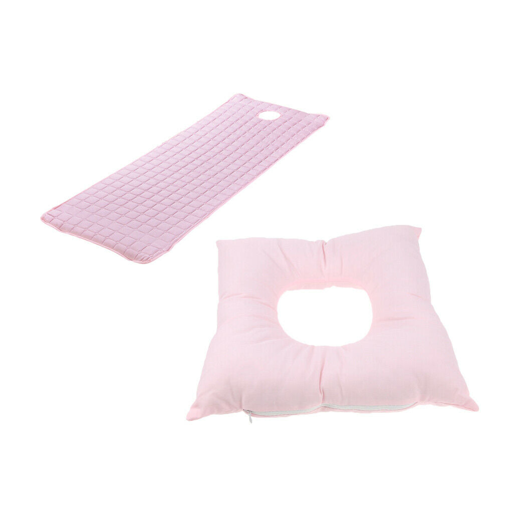 Pink Massage Bed Mattress Sheet with Face Cradle Cushion Pillow Pad Set