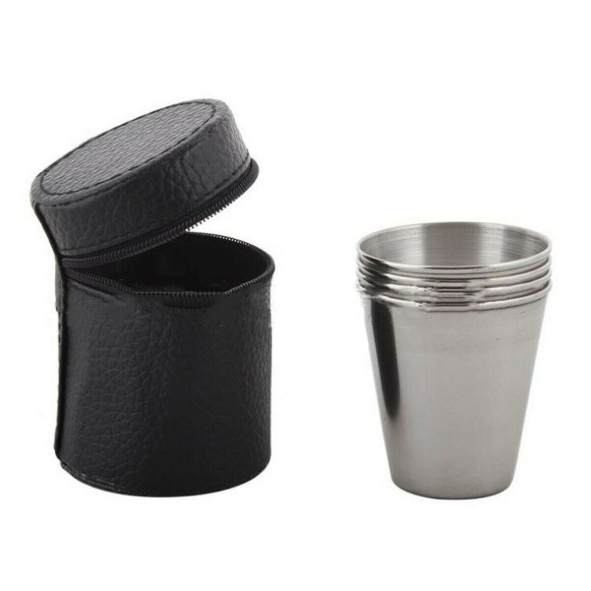 4pcs 70ML Stainless Steel Wine Drinking Shot Glass Set With Leather Case Cover