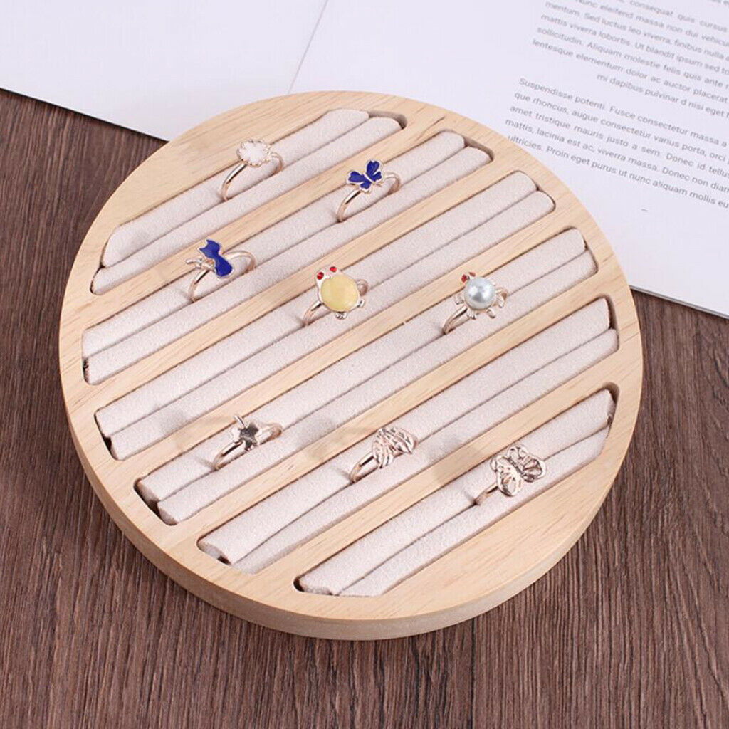 2X Round Ring Display Tray Holder for Shop Retail Commercial Use beige velvet