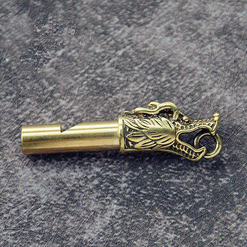 Handmade Brass Dragon Head Whistle Car Keys Chains Pendants Tools Whist JYDFAU