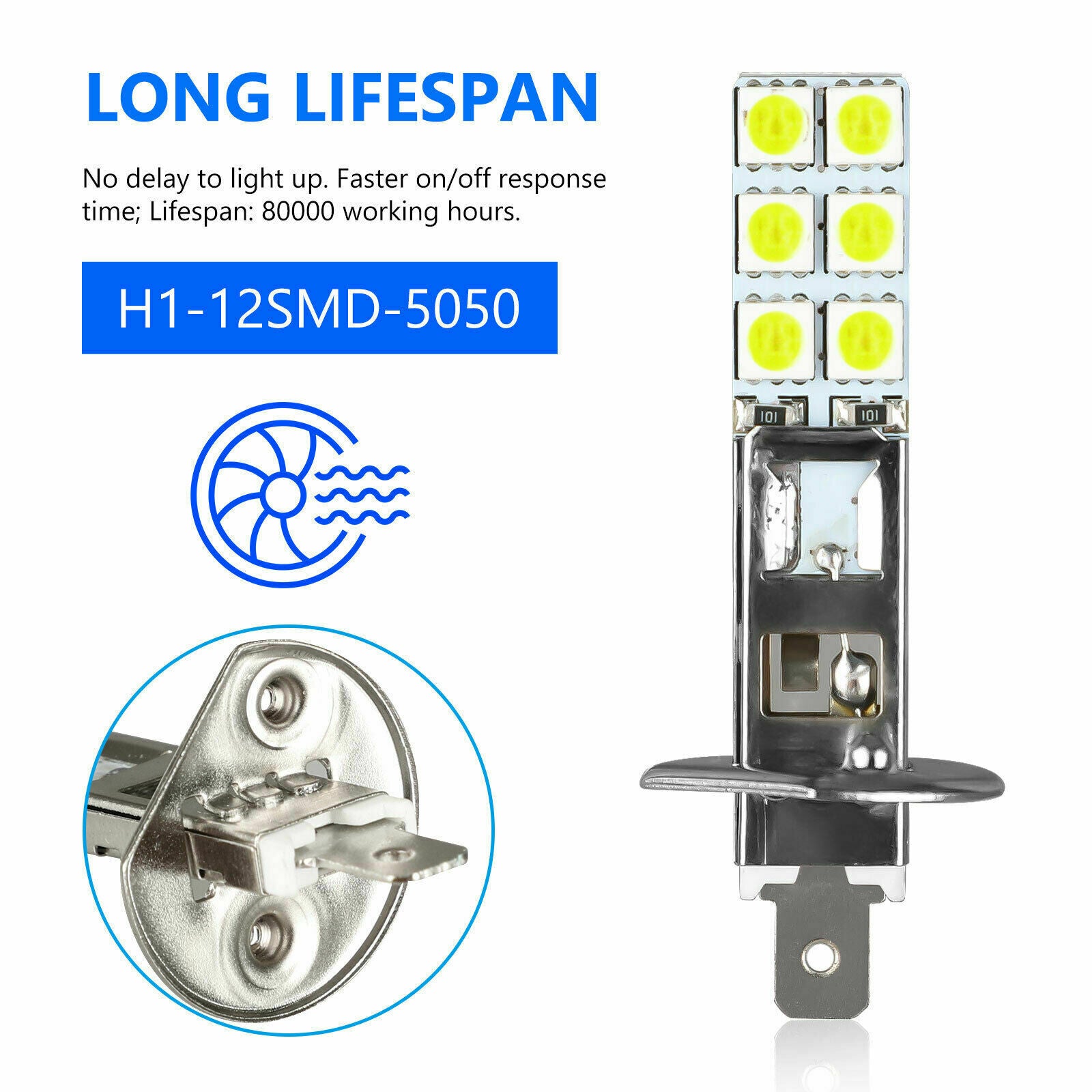 2PCS NEW H1 6000K Super White 55W CREE LED Headlight Bulbs Kit Fog Driving Light