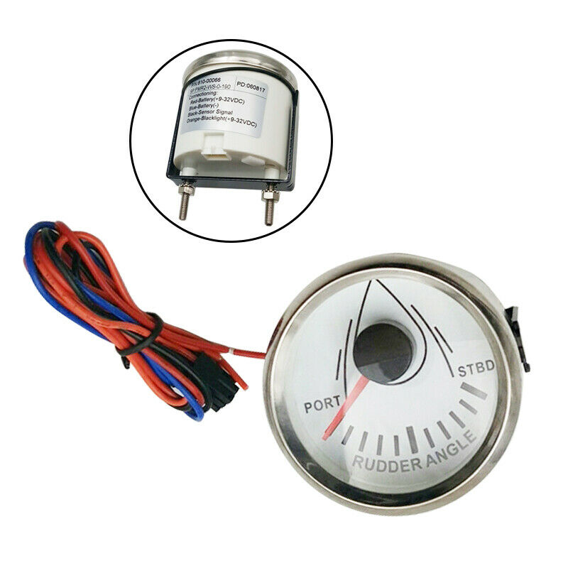 52mm 2" 0-190ohm Rudder Angle Indicator Gauge Meter Marine Yacht 6 LCD Display