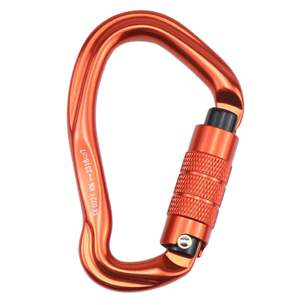 23kN Auto-Locking D Shaped Twist Lock Climbing 2 Pack Set Carabiner, Aluminum