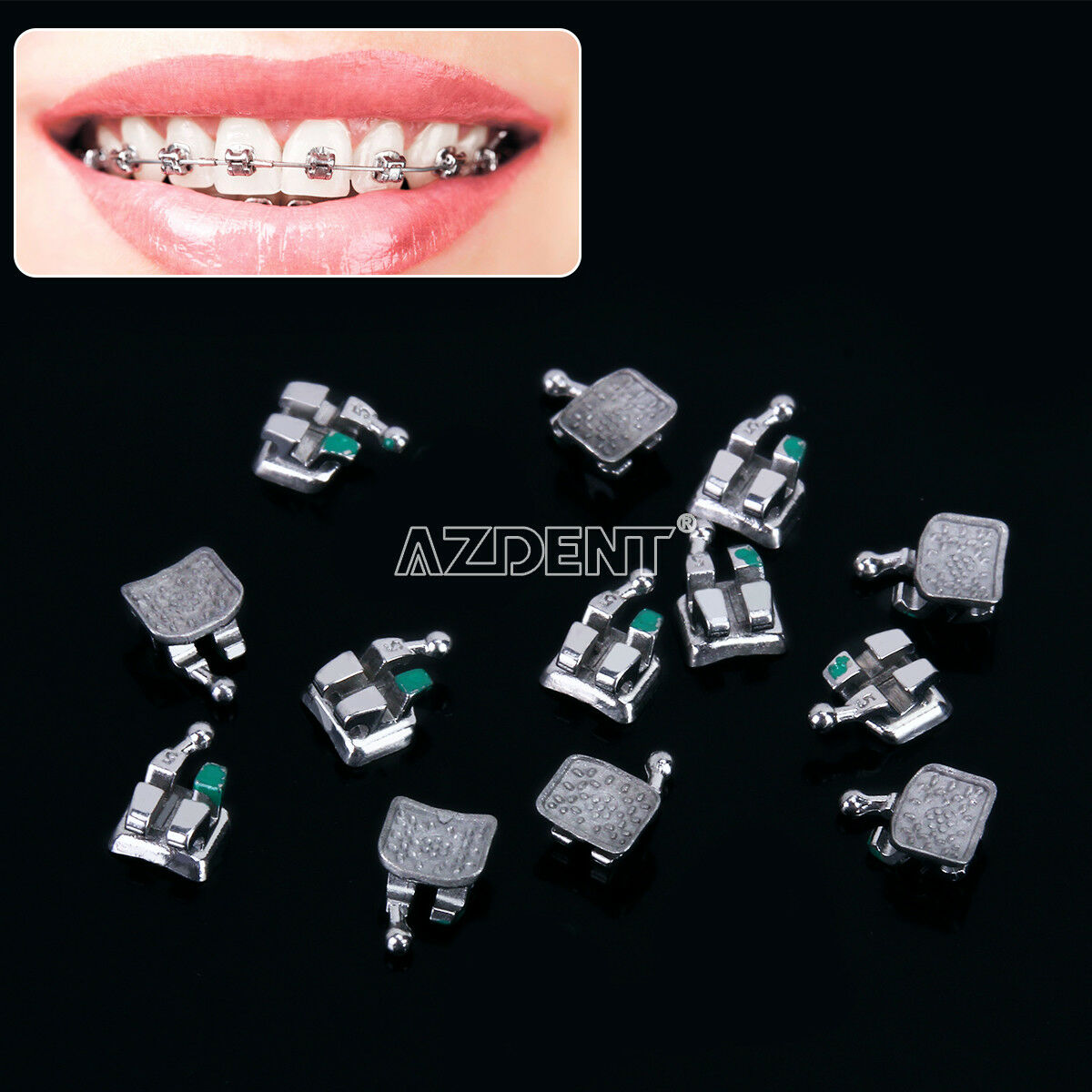 2X Dental Orthodontic Monoblock Bracket Braces Mini Roth 022 Hooks 3-4-5 AZDENT
