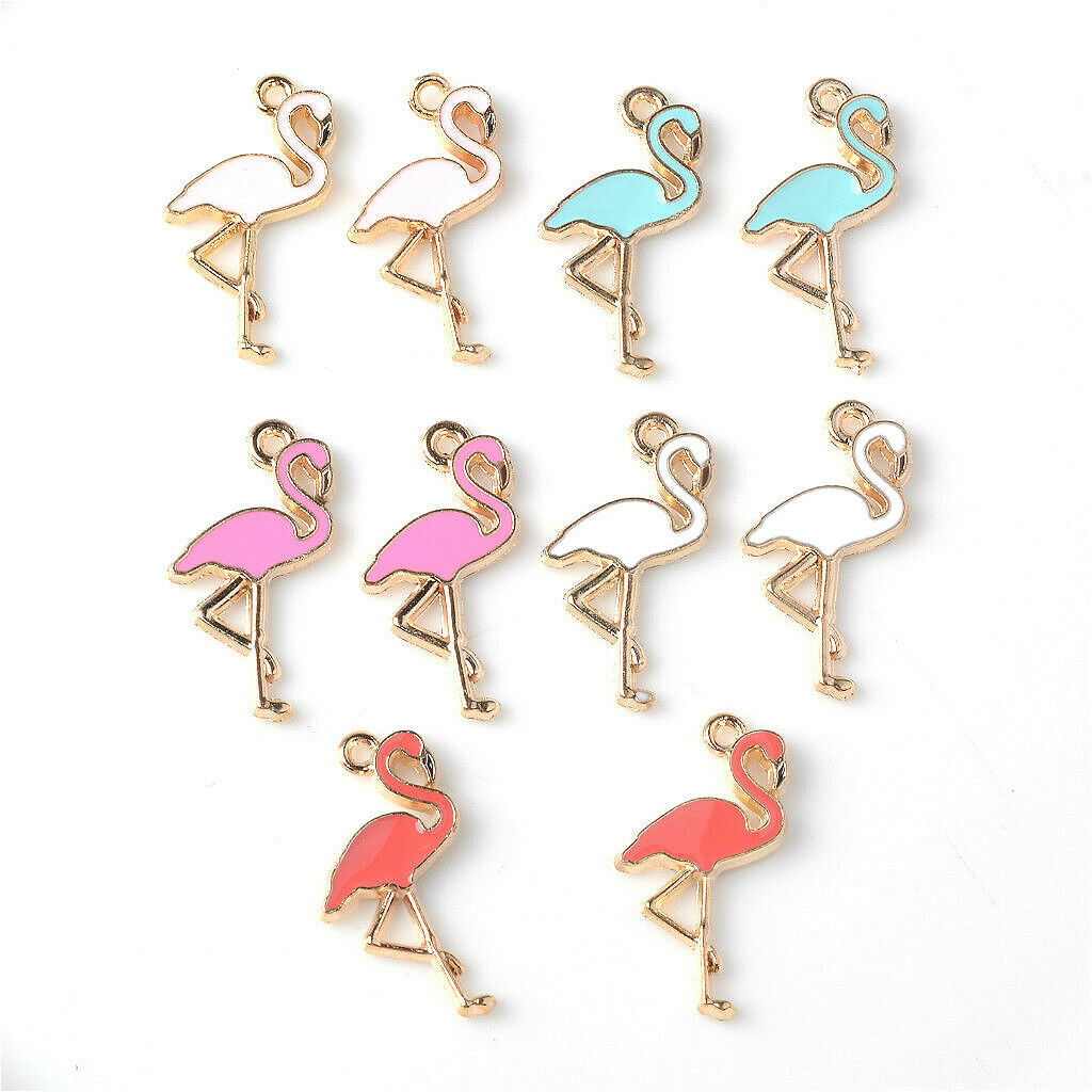 10pcs DIY Earring Making Charms Flamingo Pendants Jewellery Making Finding