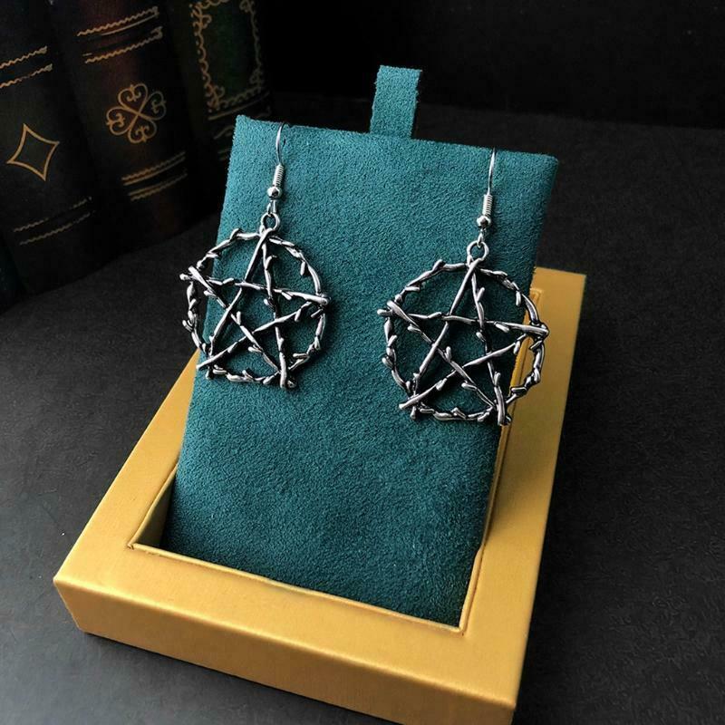 Gothic Pentagrams Earrings Pentagrams Zinc Alloy Pendant Goth Gift for Women