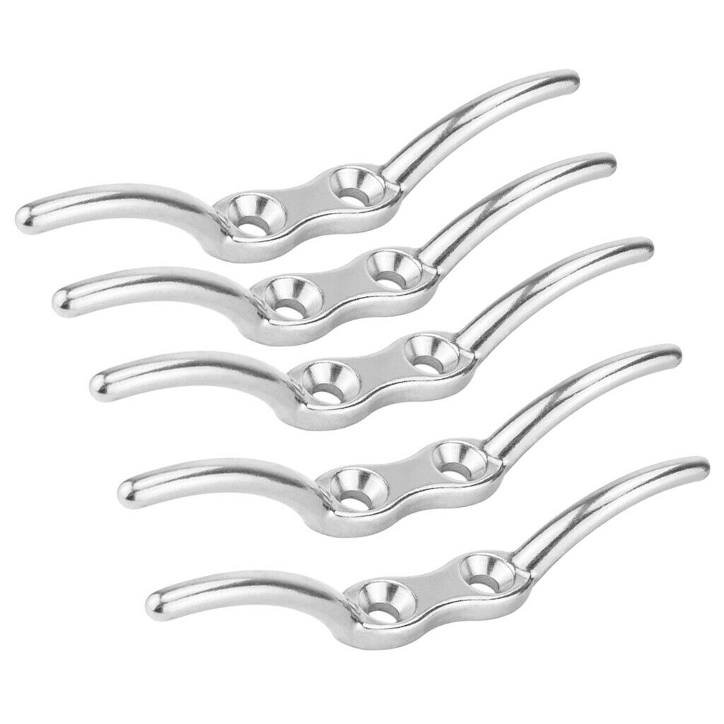 5 pieces Stainless Steel Flag Pole Rope Cleat 110mm Boat Mooring Accessories