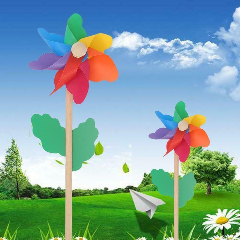 Wood Windmill Wind Spinner Pinwheels Home Garden Yard Decoration Kids Toys New