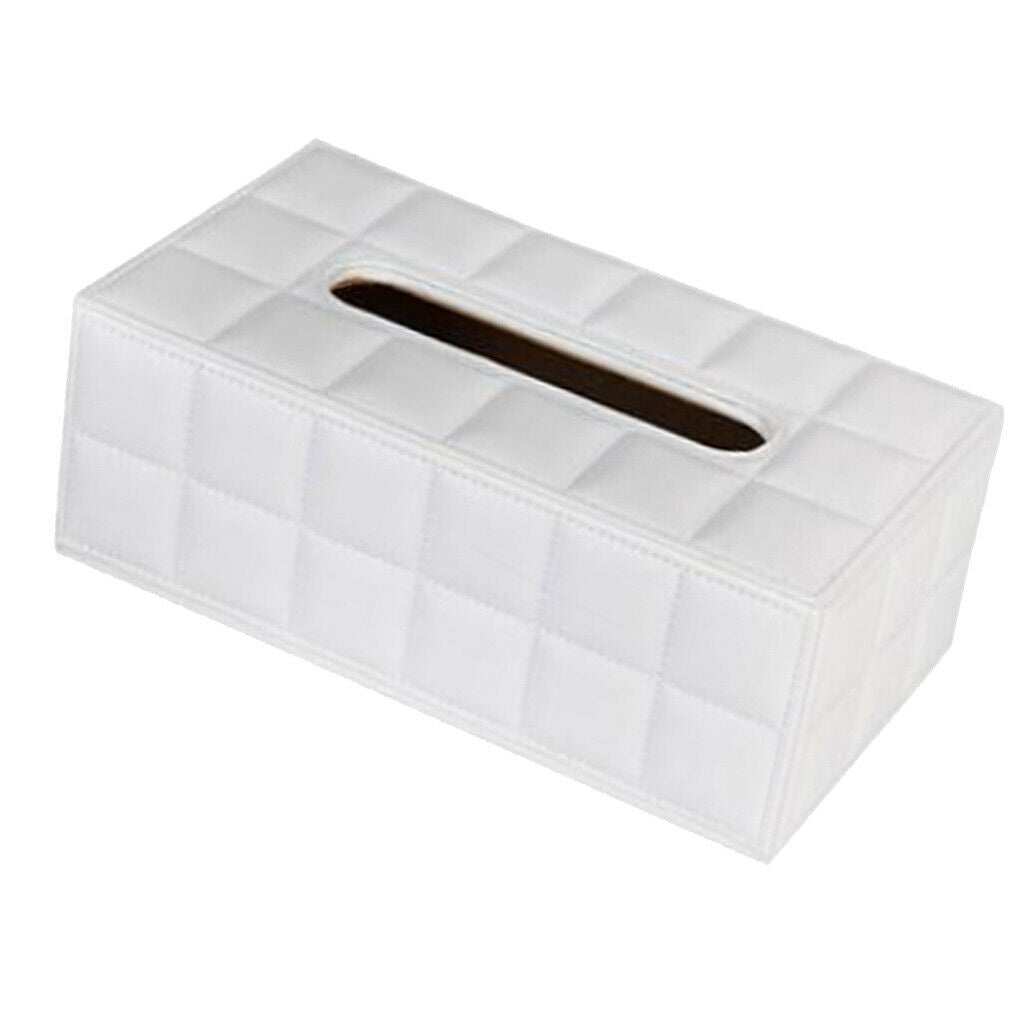 2X PU Leather Tissue Box Cover Pumping Paper Napkin Holder Box Pure White