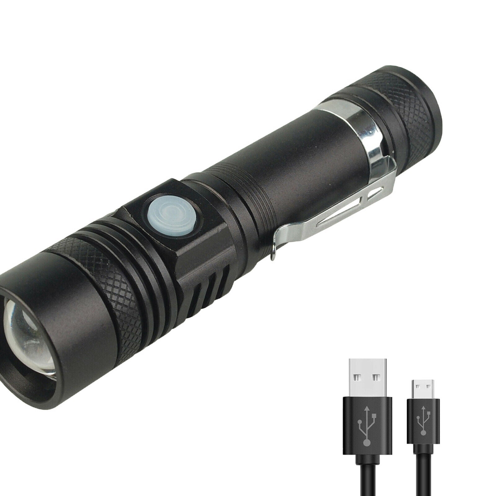 Mini Zoom LED Flashlight Rechargeable Super Bright Resistant Torch Light