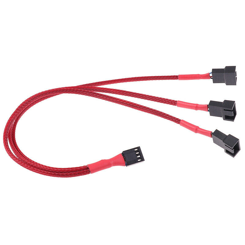 1Pc Red Computer Fan Line 1 To 3 Way 4Pin PWM Fan HUB Hub Fan Extension C.l8