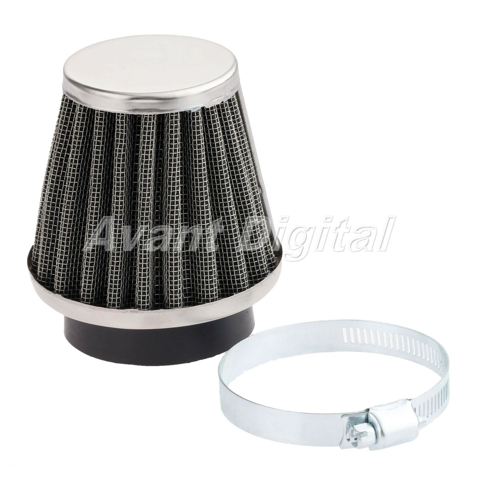 1x Scooter ATV 48mm Double Layer Steel Filter Gauze Clamp-on Air Filter Cleaner