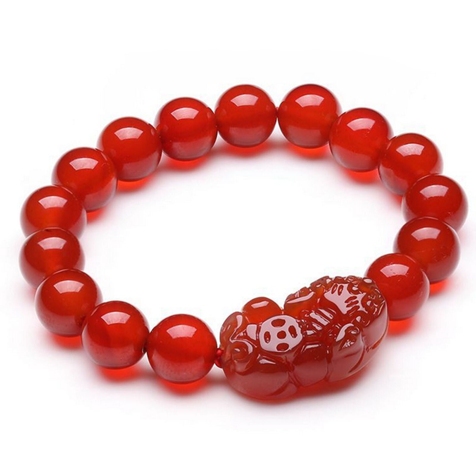 10mm Natural Red Agate Feng Shui Pi Xiu Wealth Bracelet Good Luck Bangle Gifts