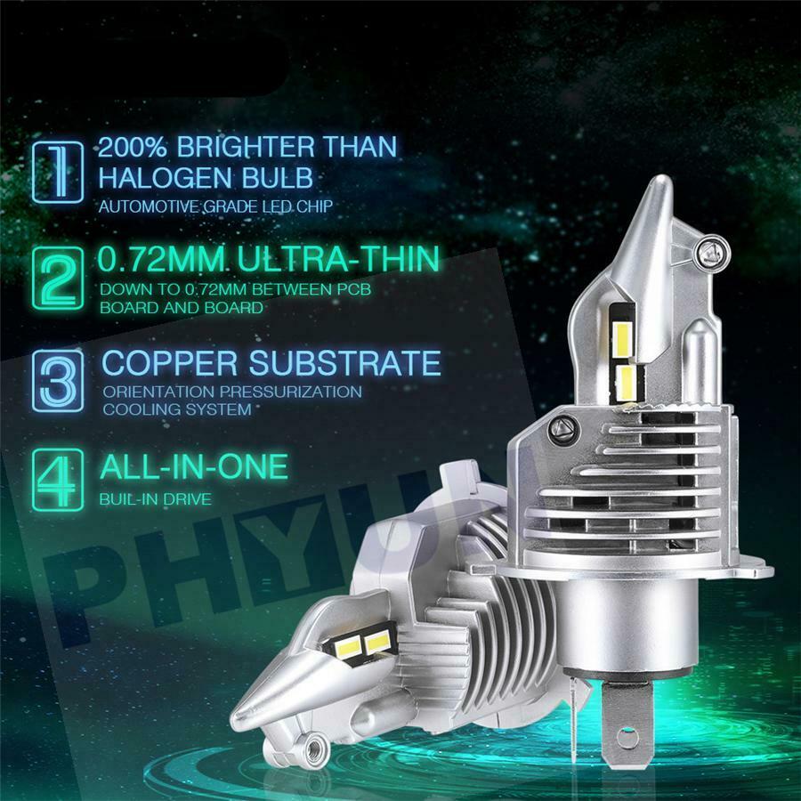 Motorcycle 35W H4 9003 HB2 LED Headlight Bulb 6000LM 6500K Hi/Lo Beam Light Lamp
