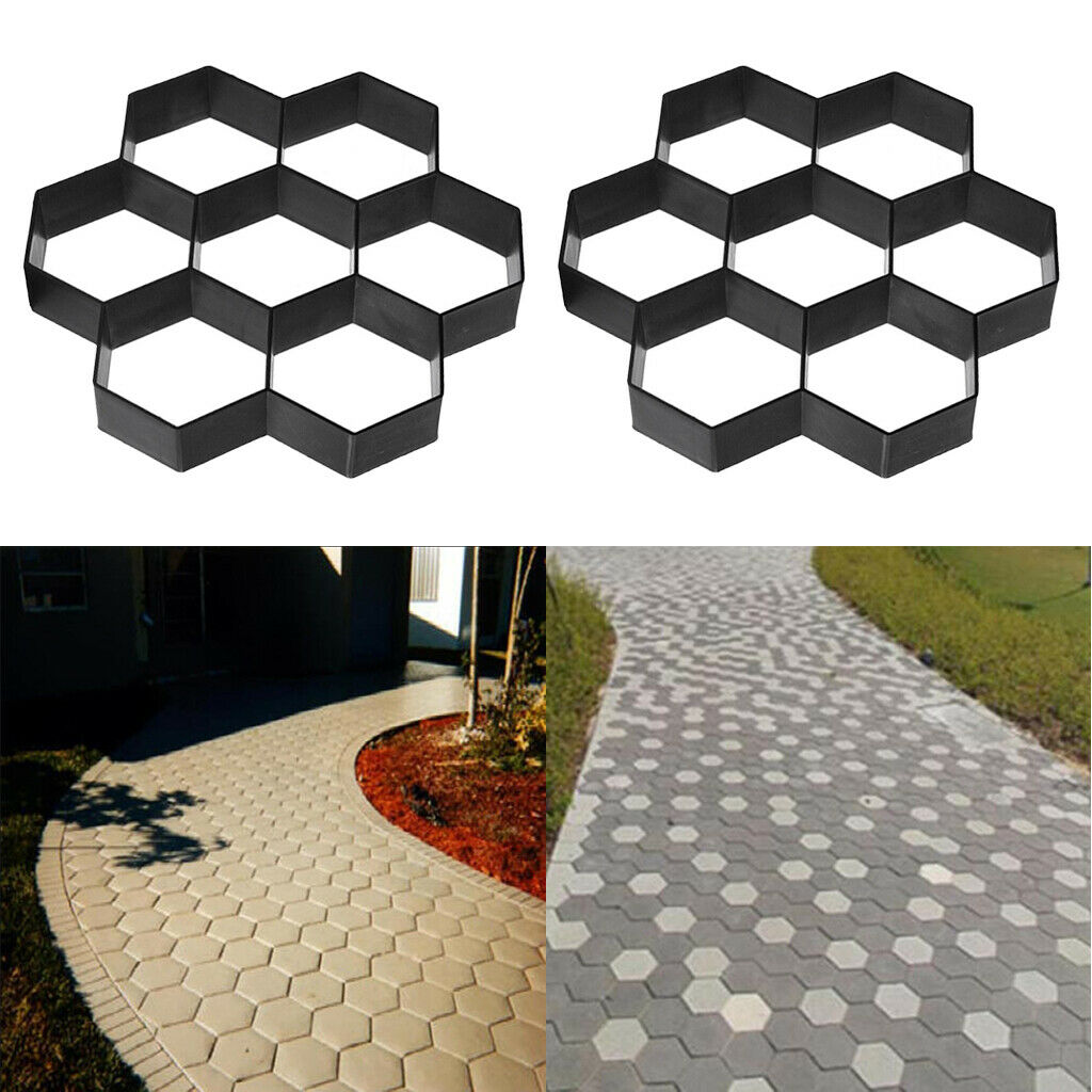 2 Pieces Hexagon Walk Maker Concrete Stepping Stone Mold Garden Pathway Mold
