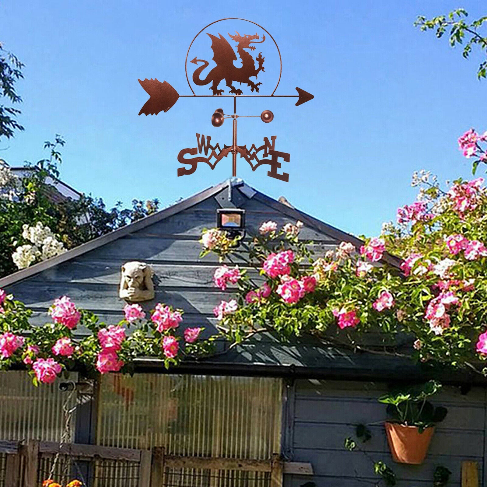Dragon Shape Weathervane Weather Vane Scene Yard Garden Ornament 31inch Tall