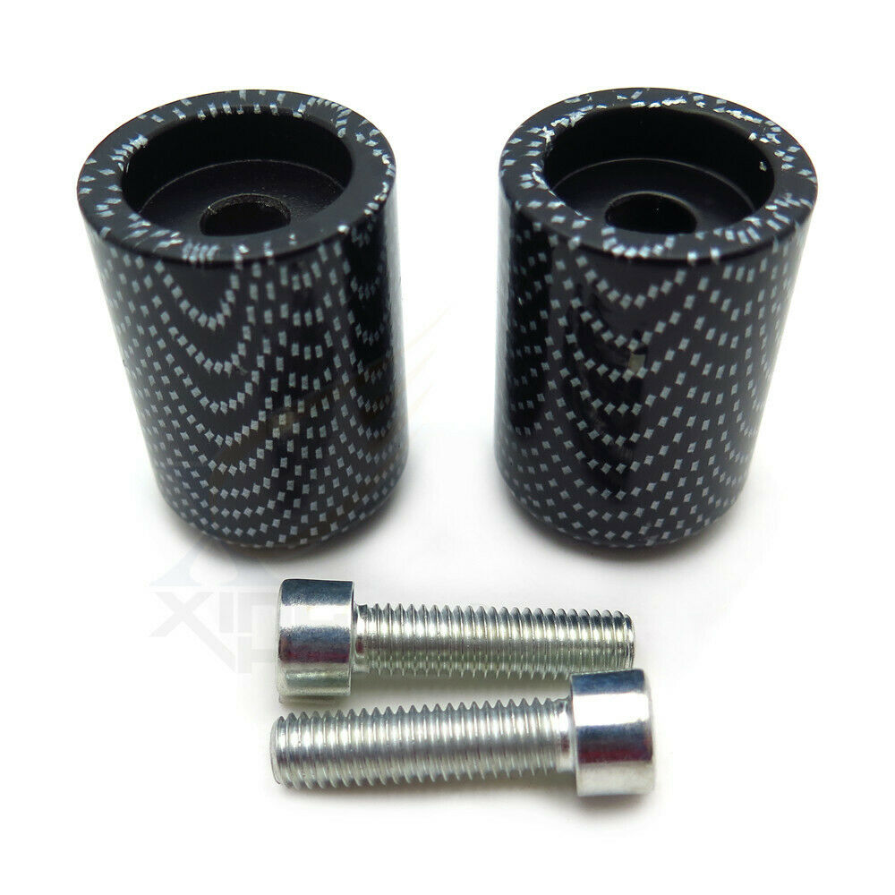 Carbon Grip Bar End Slider Kit Nologo Rubber For Kawasaki Ninja 250R 500R 650R