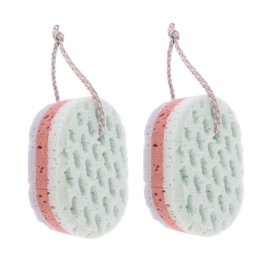 2Pcs Body Exfoliating Face Wash Bath Sponge Cleaning Scrubber Massage Puff Fit