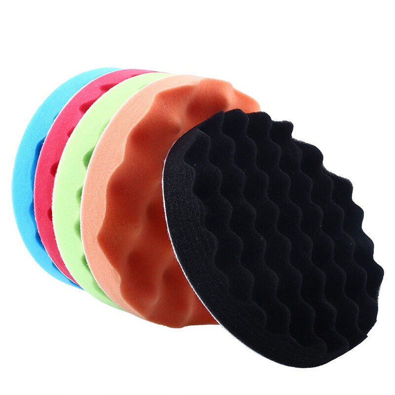 5Pcs/Set Universal Auto Car Polisher Sponge Foam Waffle Polishing Buffer Pads 7"