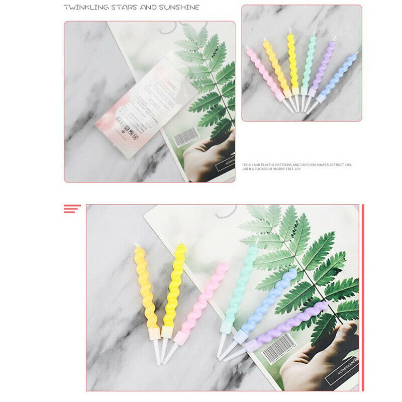 6pcs/set Thread Color Birthday Candles With Stand Cake Candle Party Suppl.l8