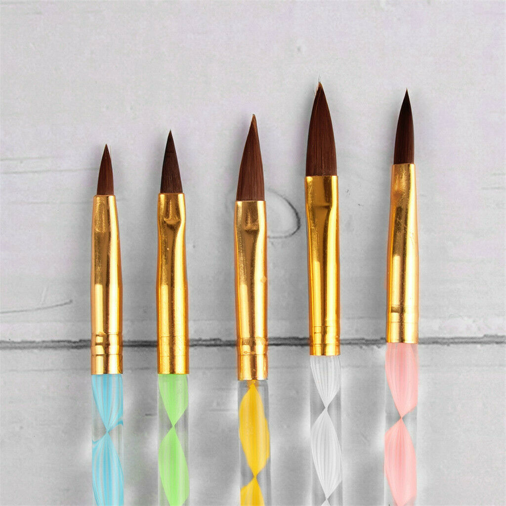 5 lot Thread Acrylic Nail Art Brush Carving Drawing Painting Liner Pen Tool
