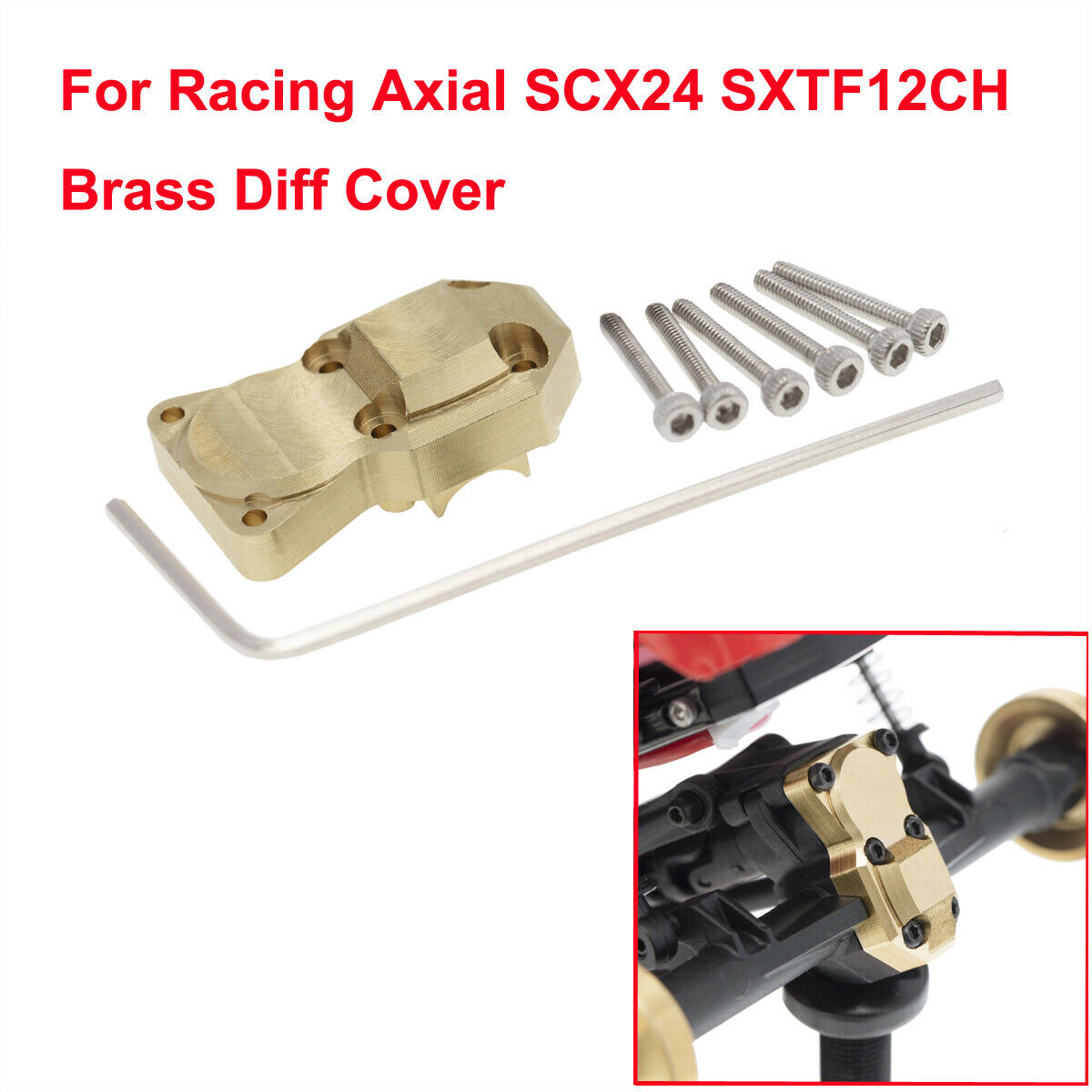 1Kit For Racing Brass Diff Cover Axial SCX24 SXTF12CH Worm gear Axles