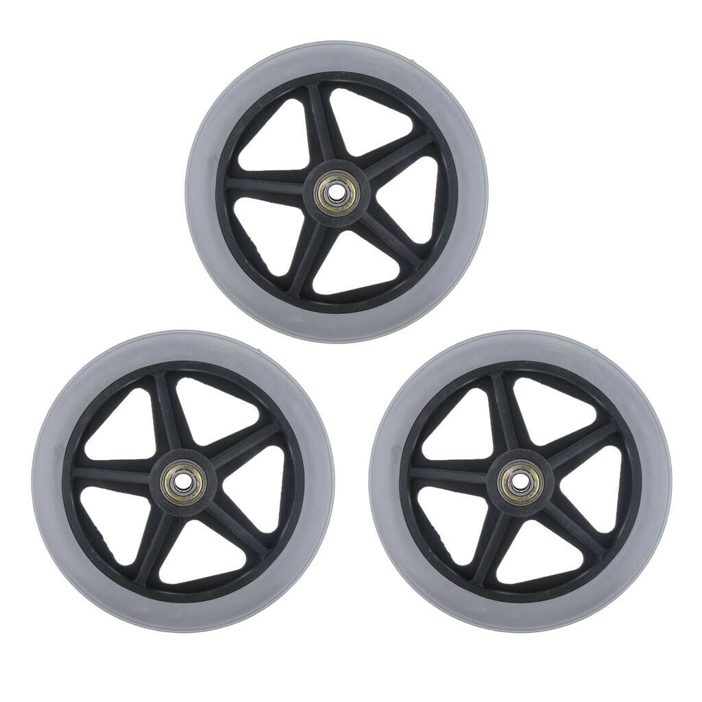 3Pc ABS Wheelchair Replacement Front Wheel 5/16" Castor Wheelchairs Supplies