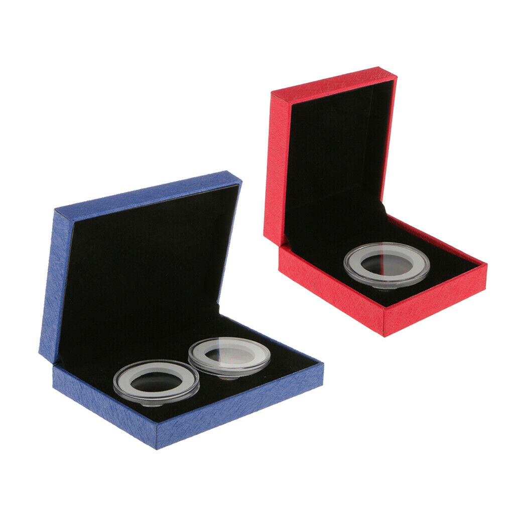2x Collectibles 1/2 Holes Commemorative Coins Storage Display Case Gift Box