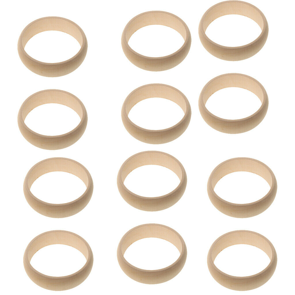 12 PCS Wood Rings Circles Unfinished Wood for Craft, with Vary Shapes Design,