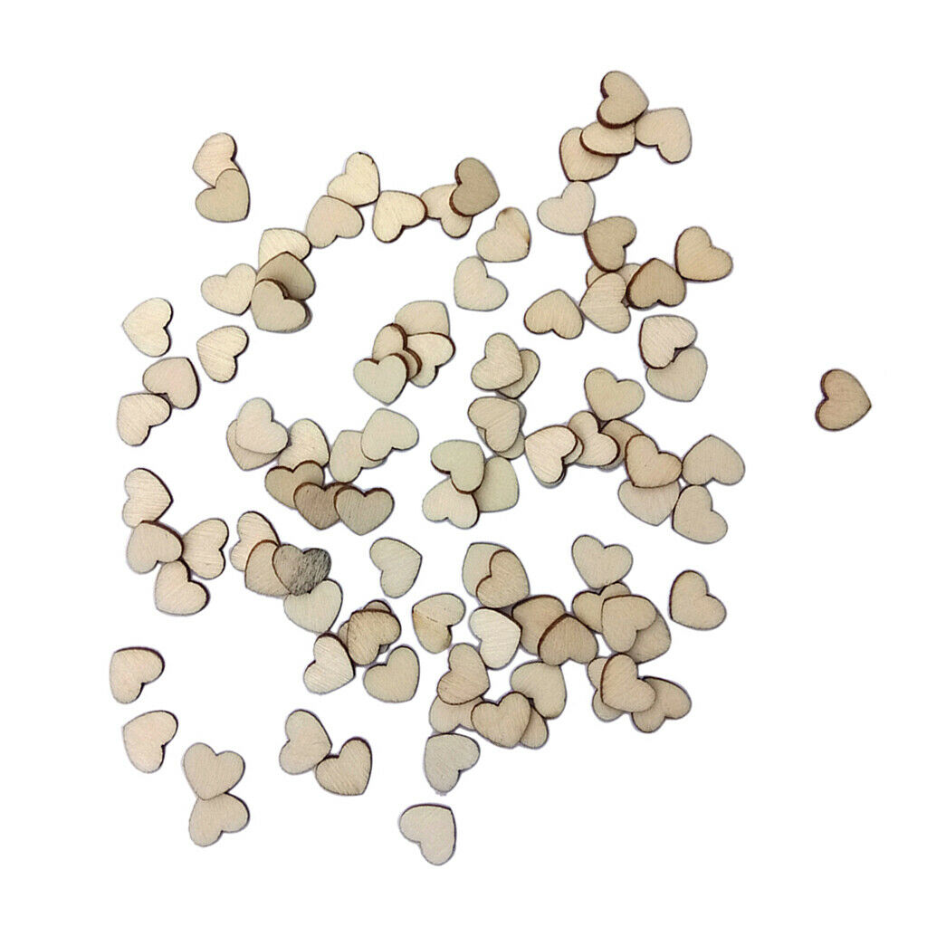 100 Pieces Wooden Hearts Shaped Wood Slices Crafts for Wedding Table Scatter
