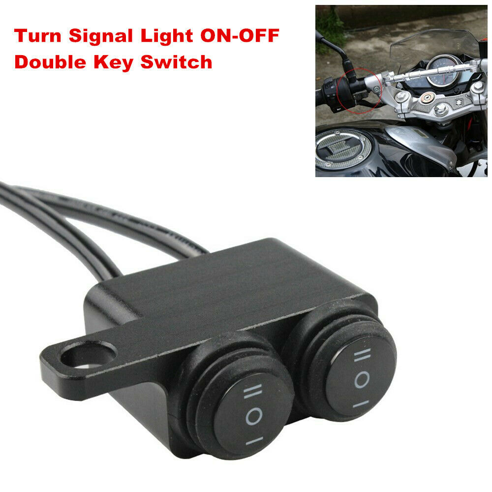 Motorcycle Bike Handlebars Turn Signal Light ON-OFF Double Key Switch High & Low