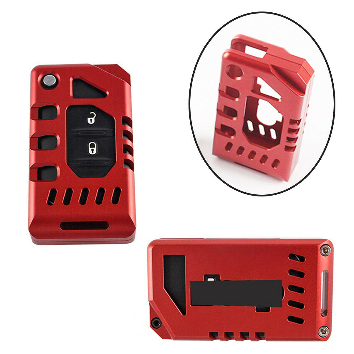 Aluminum Alloy Red Key Fob Cover Case For 2018-21 Jeep Wrangler JL&Gladiator JT