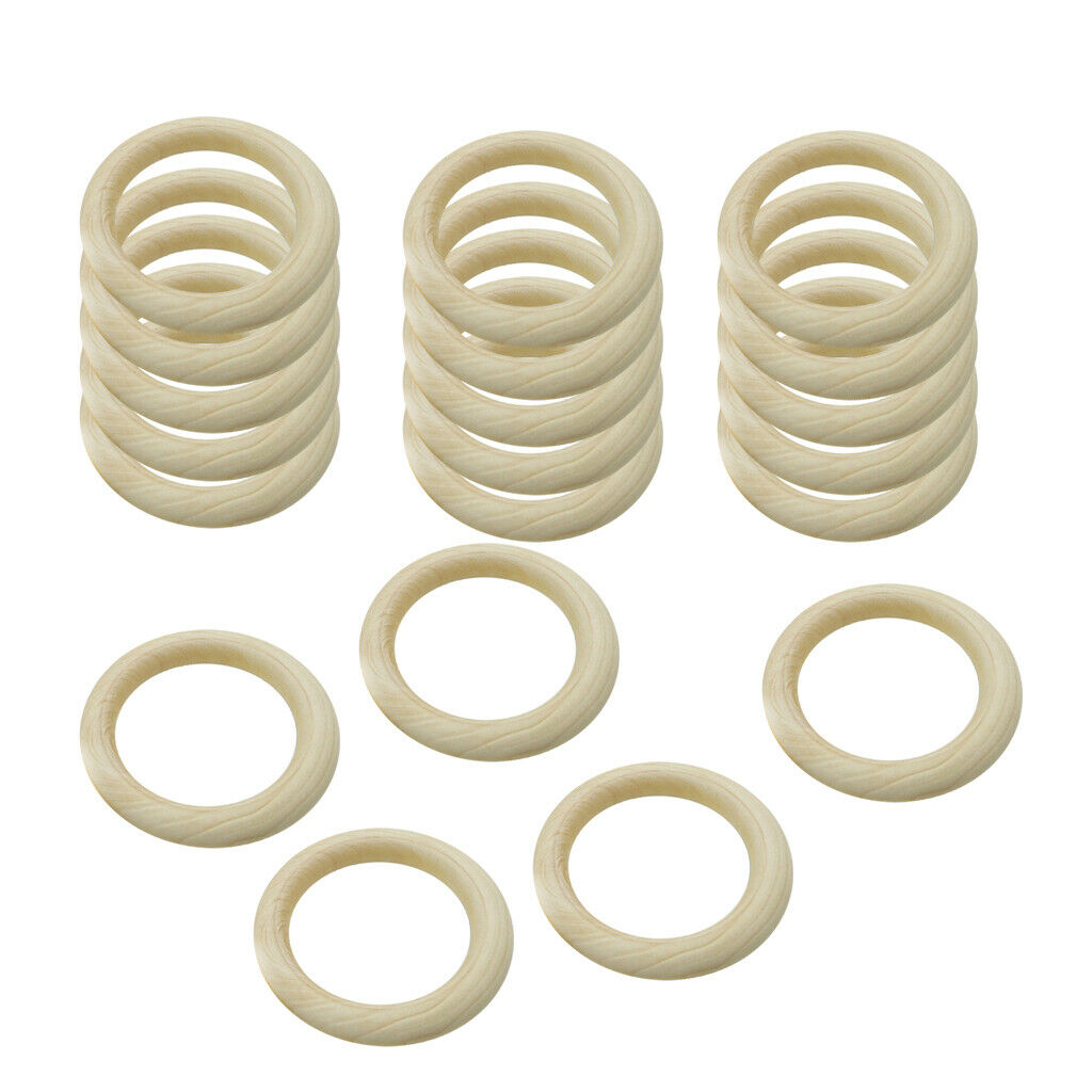 30Pcs Natural Wood Rings Unfinished Wooden Rings DIY Maple Teething Ring Craft