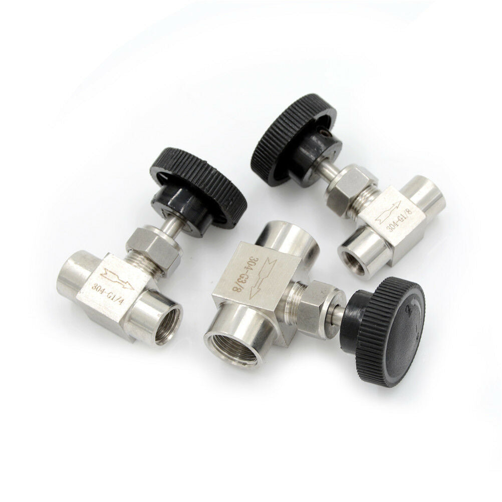 3/8"BSP Female Thread Stainless Flow Control Shut Off`Needle Valve=Water Gas/ Tt