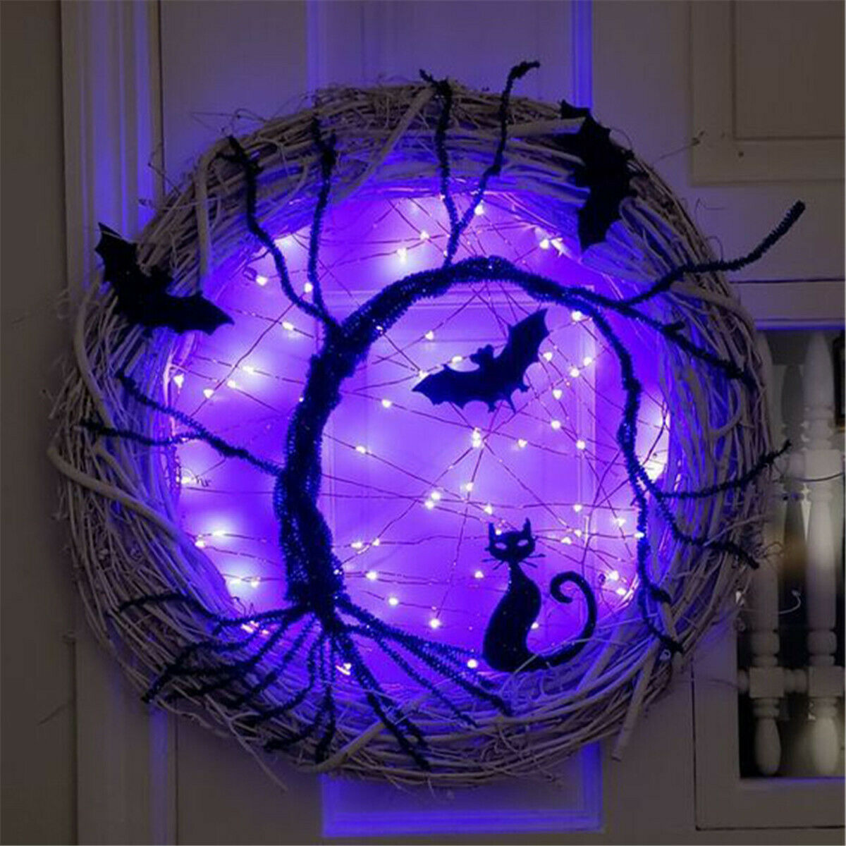 Halloween Glowing Light Bat Hanging Decoration Horror Party Ornaments Wreath