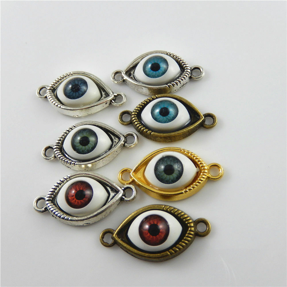 Mixed Colors Alloy Charms Evil Eye Look Pendants Jewelry Making 12pcs/lot 52623