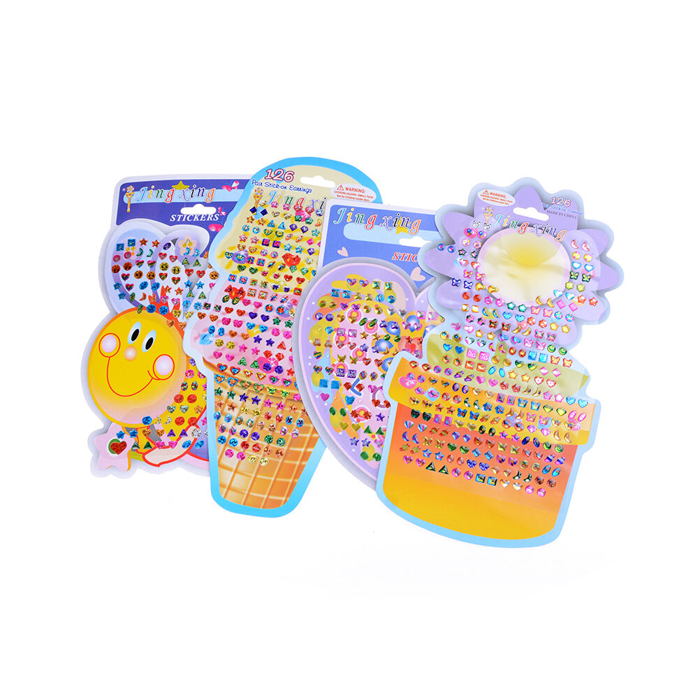 4x/set Wonderful Children Stickers Earring Cartoon Reward Crystal Stickers S_DD