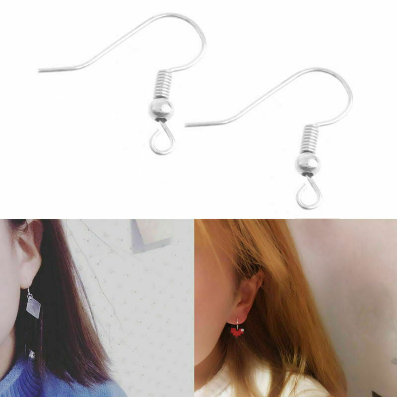 100x New Sterling Earrings Hook Coil Ear Wires DIY Jewelry Findings