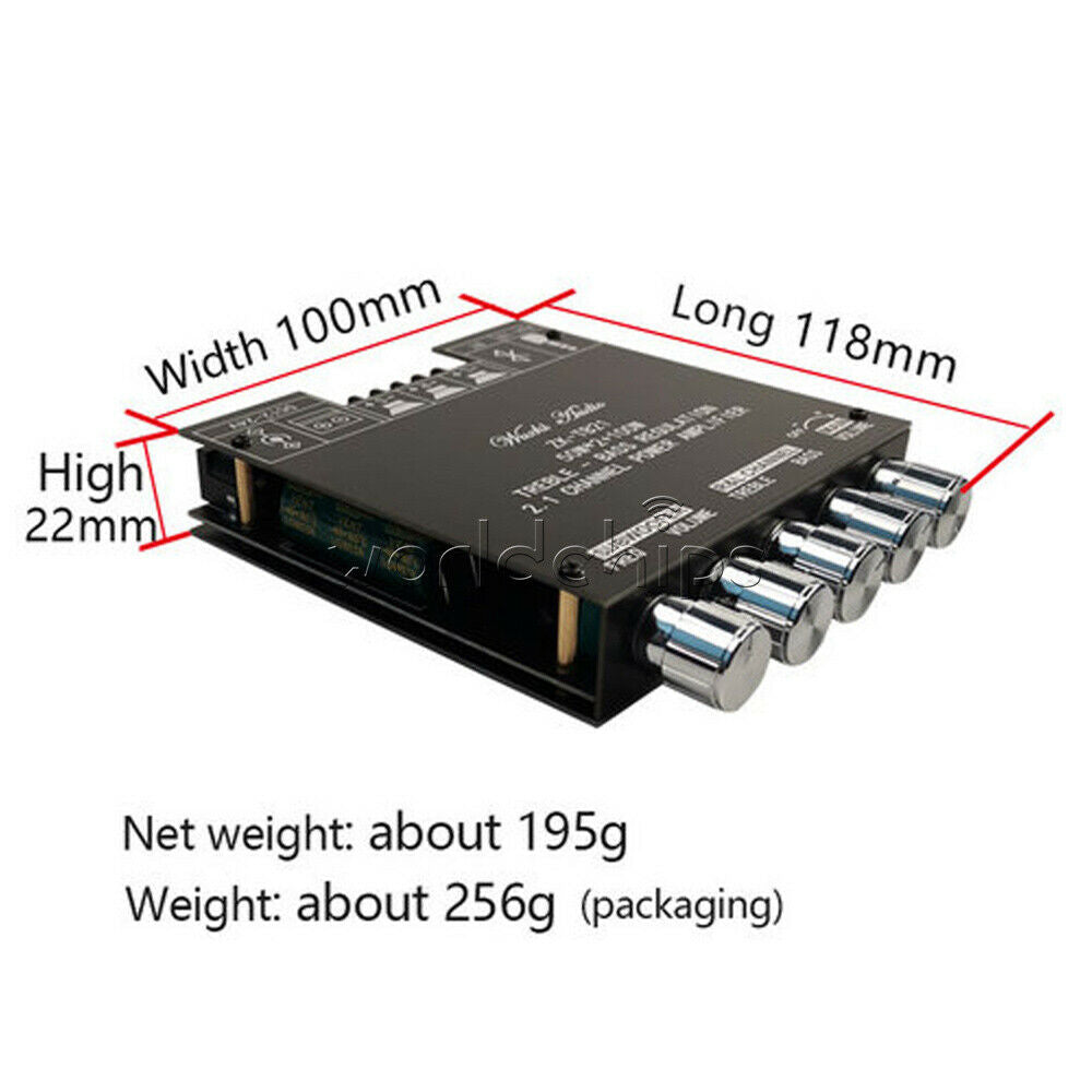 Digital Bluetooth 5.0 TPA3116D Amplifiers Board 2.1 Channel Audio 2*50W+100W AUX