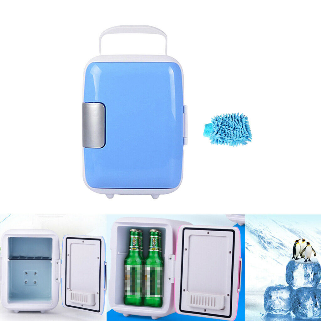 4L Mini Car Fridge Makeup Storage Refrigerator Warmer Portable Compact Blue