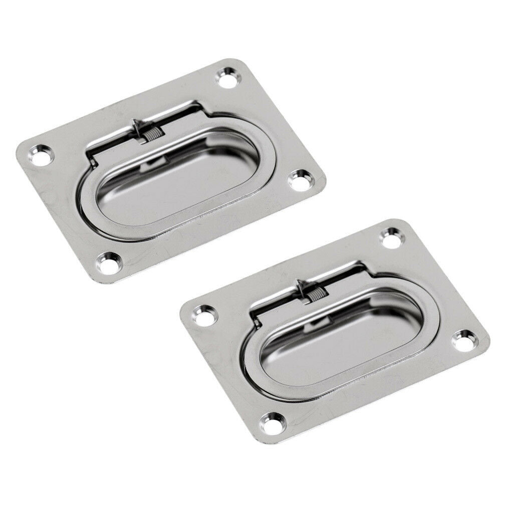 2pcs Durable Stainless Steel Boat Hatch Locker Cabinet Lift/Pull Ring Handle