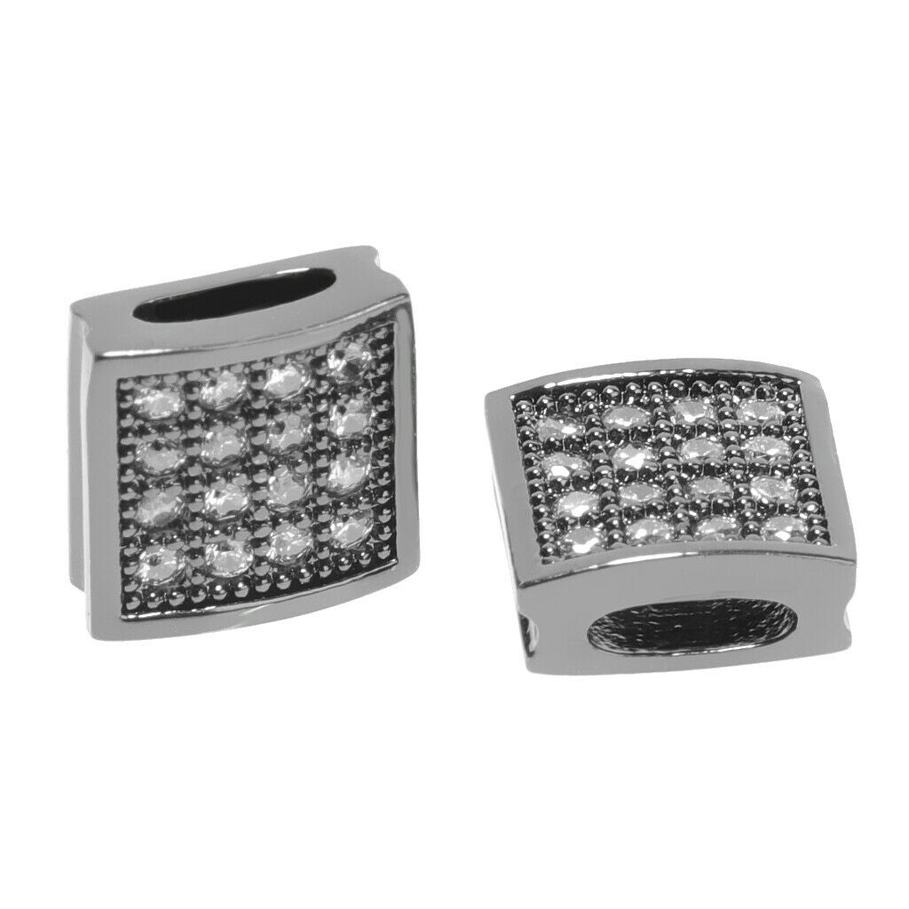 Bead Micro Square Copper Zircon Pave DIY Beaded Bracelet Jewelry Accessory