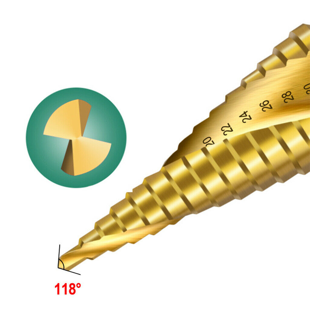 Spiral Step Drill Bits Set Titanium Coated DIY Lovers Electrician Gifts
