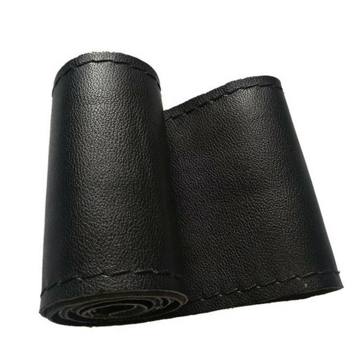 Universal Black DIY Car Auto PU Leather Steering Wheel Cover With Needles Thread