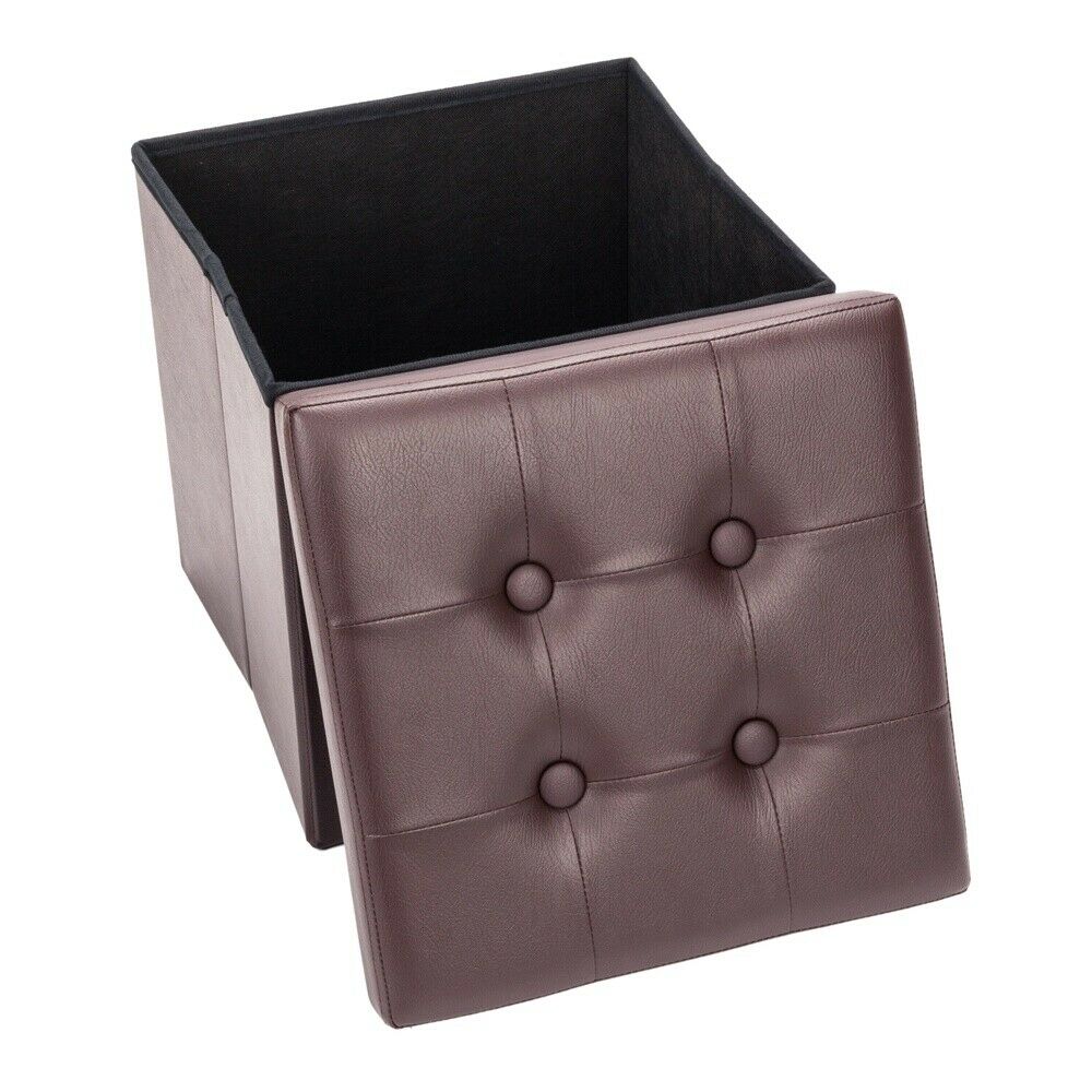 New Faux Leather Storage Footstool Sofa Ottoman Bench Folding Footrest Boxs Seat