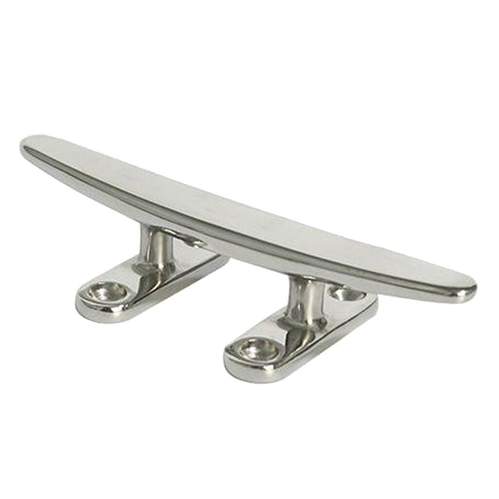 8 inch Boat Stainless Steel Dock Cleat Open Base Low Flat Marine Grade