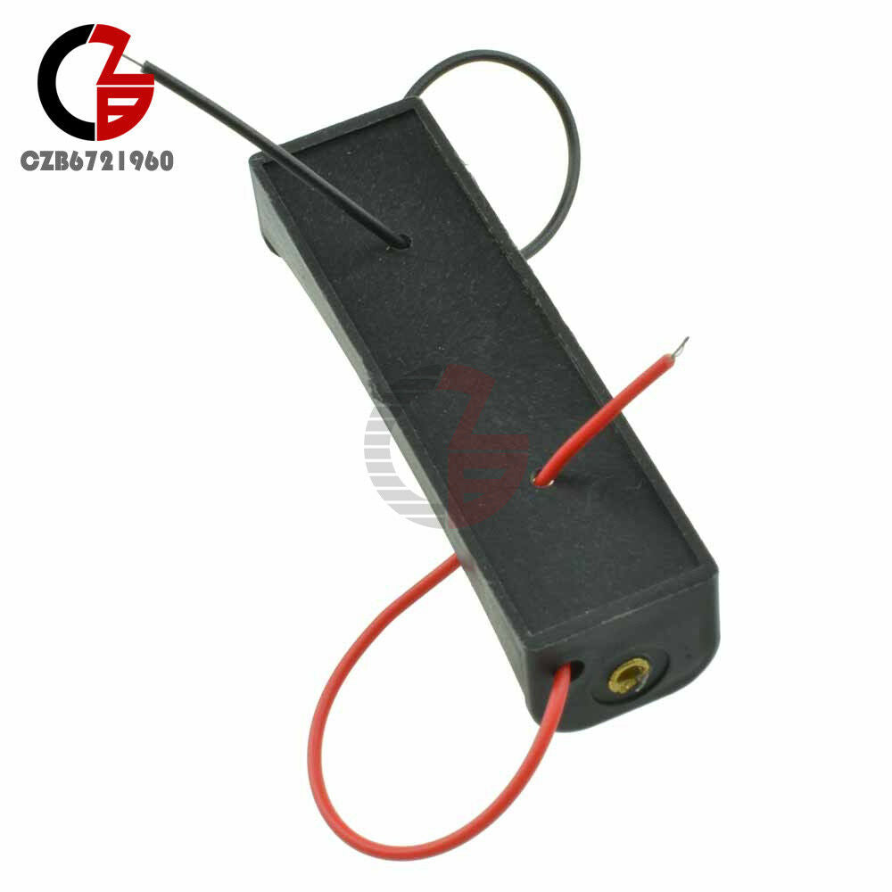 10PCS Black Plastic Battery Storage Case Box Holder Soldering 1.5V 1x AA 5" Lead
